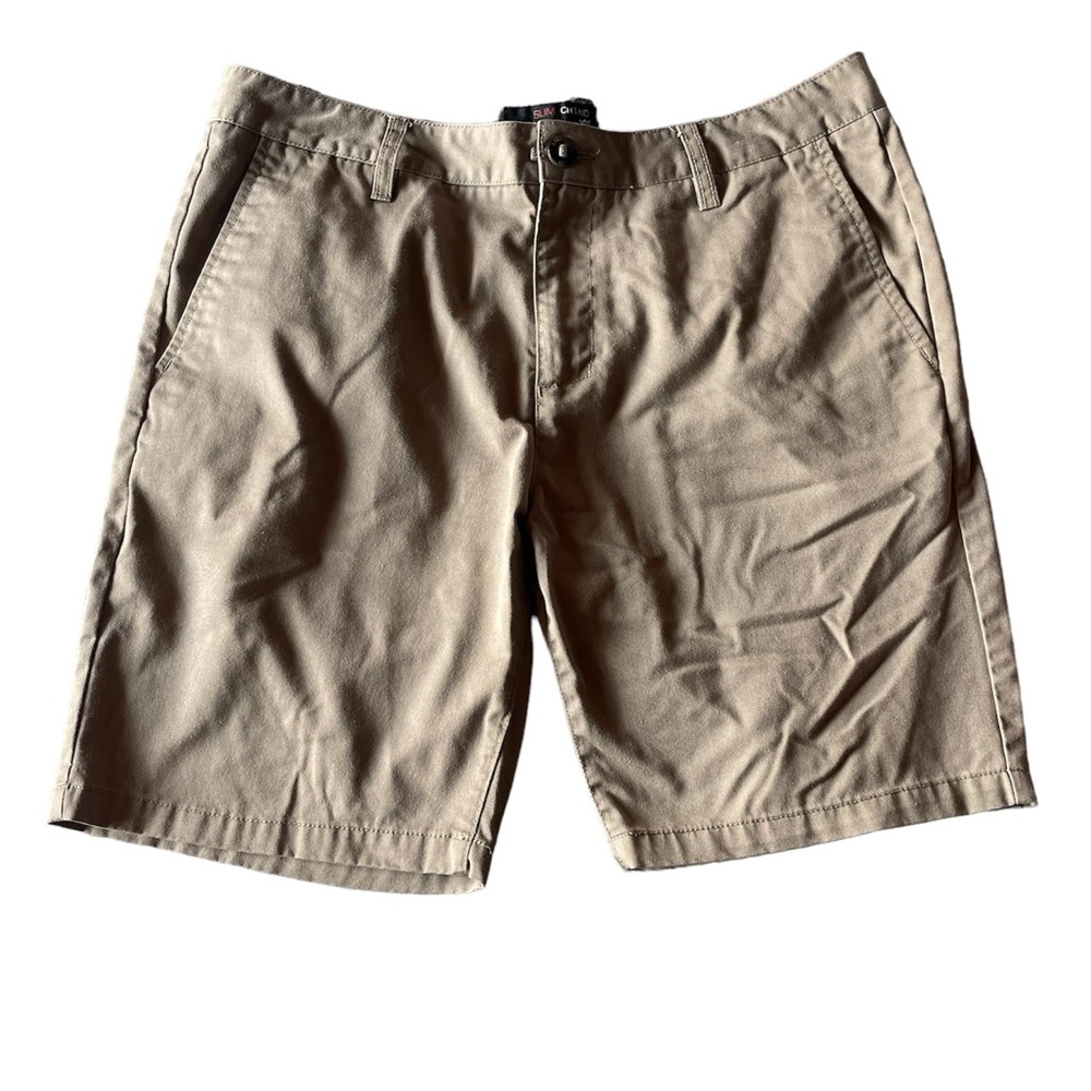 Blue Crown Slim Chino Shorts | Khaki Brown Size 34